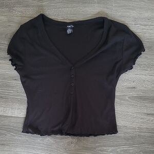 Rue21 Black Fitted Crop Blouse Size Small